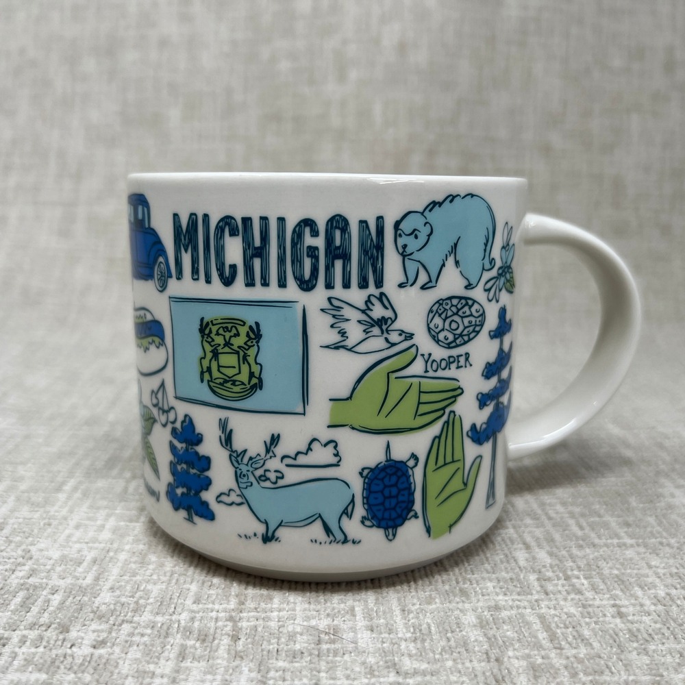 Starbucks Michigan Been There Series Coffee Mug 14oz Across The Globe 2019 Blue